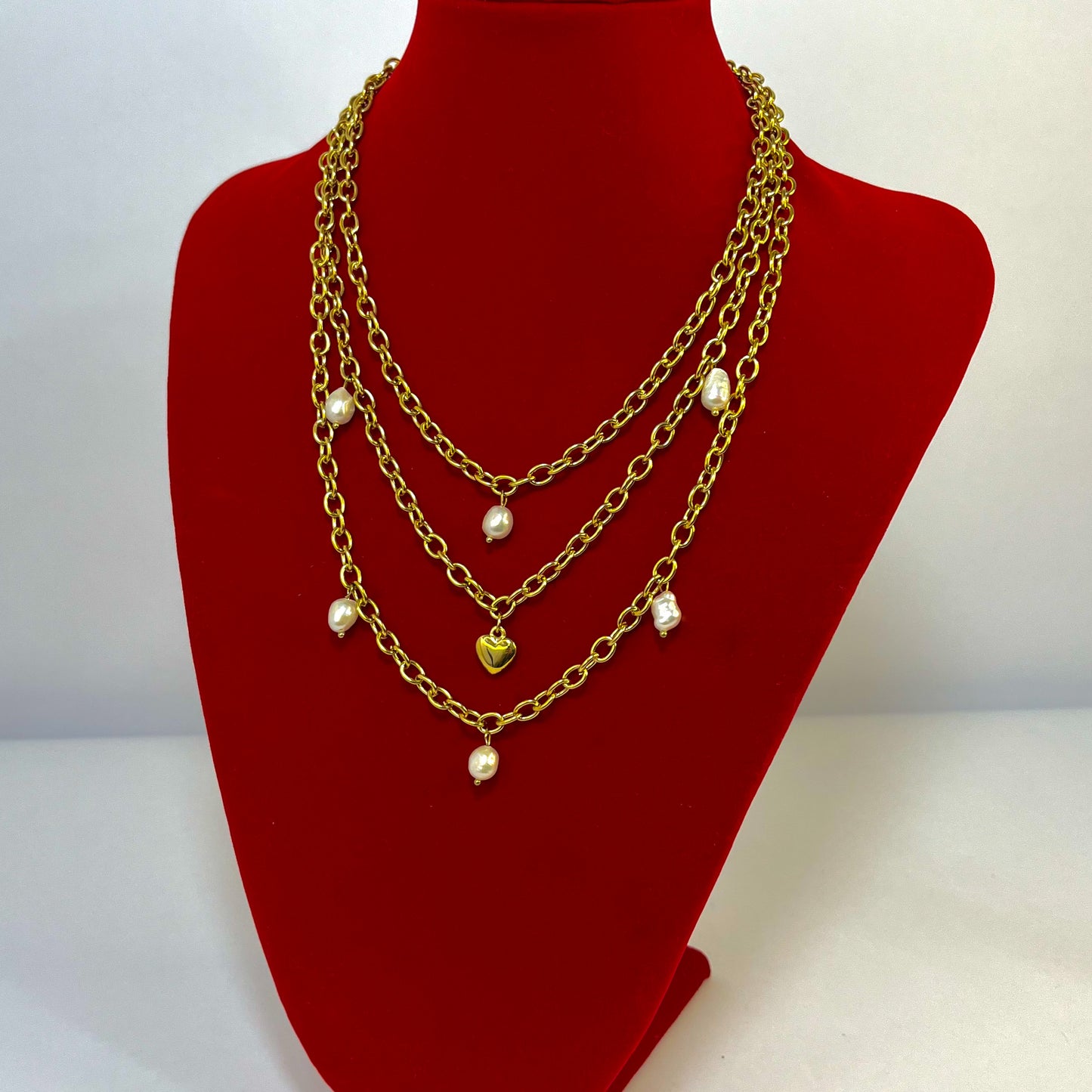 Collana tre giri e cuore