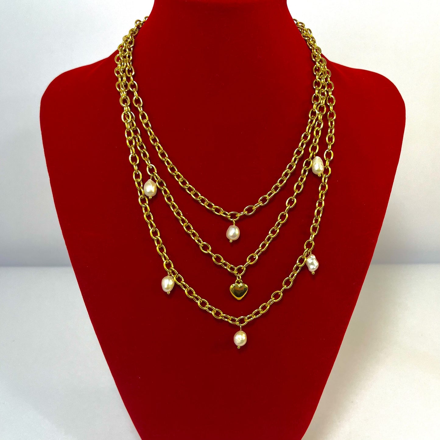 Collana tre giri e cuore