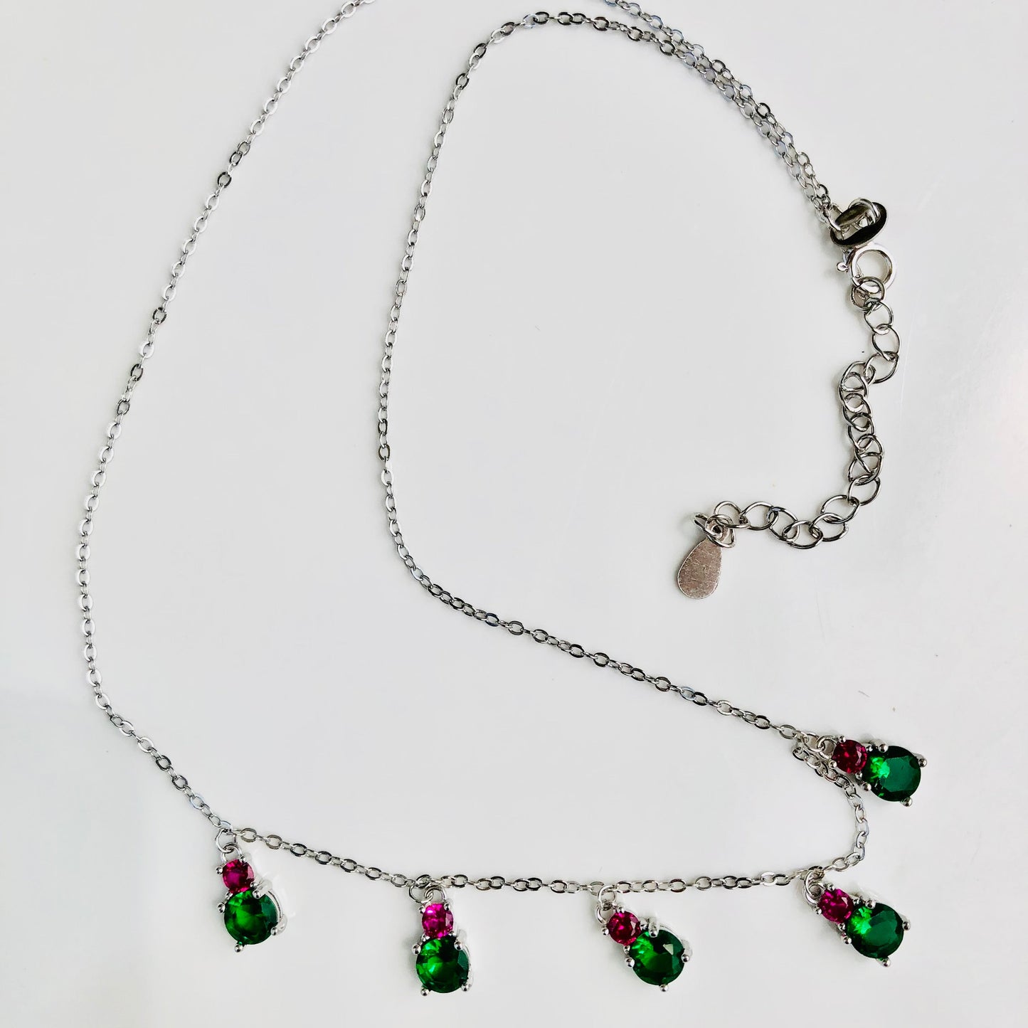 Argento Collana Pendenti Smeraldo