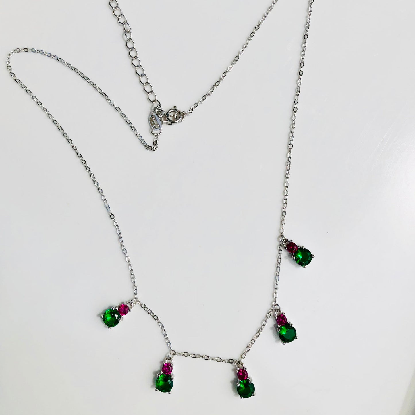 Argento Collana Pendenti Smeraldo