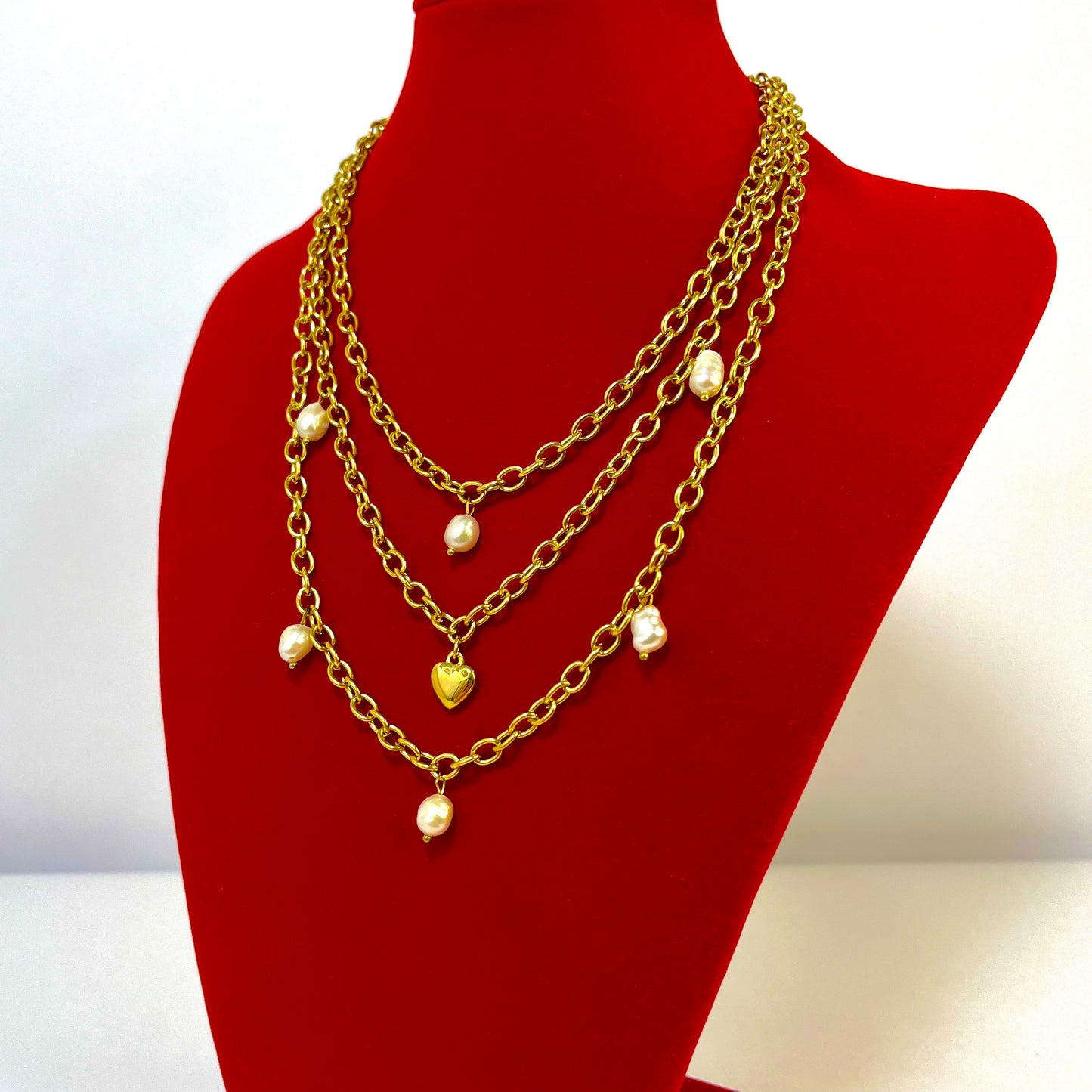 Collana tre giri e cuore