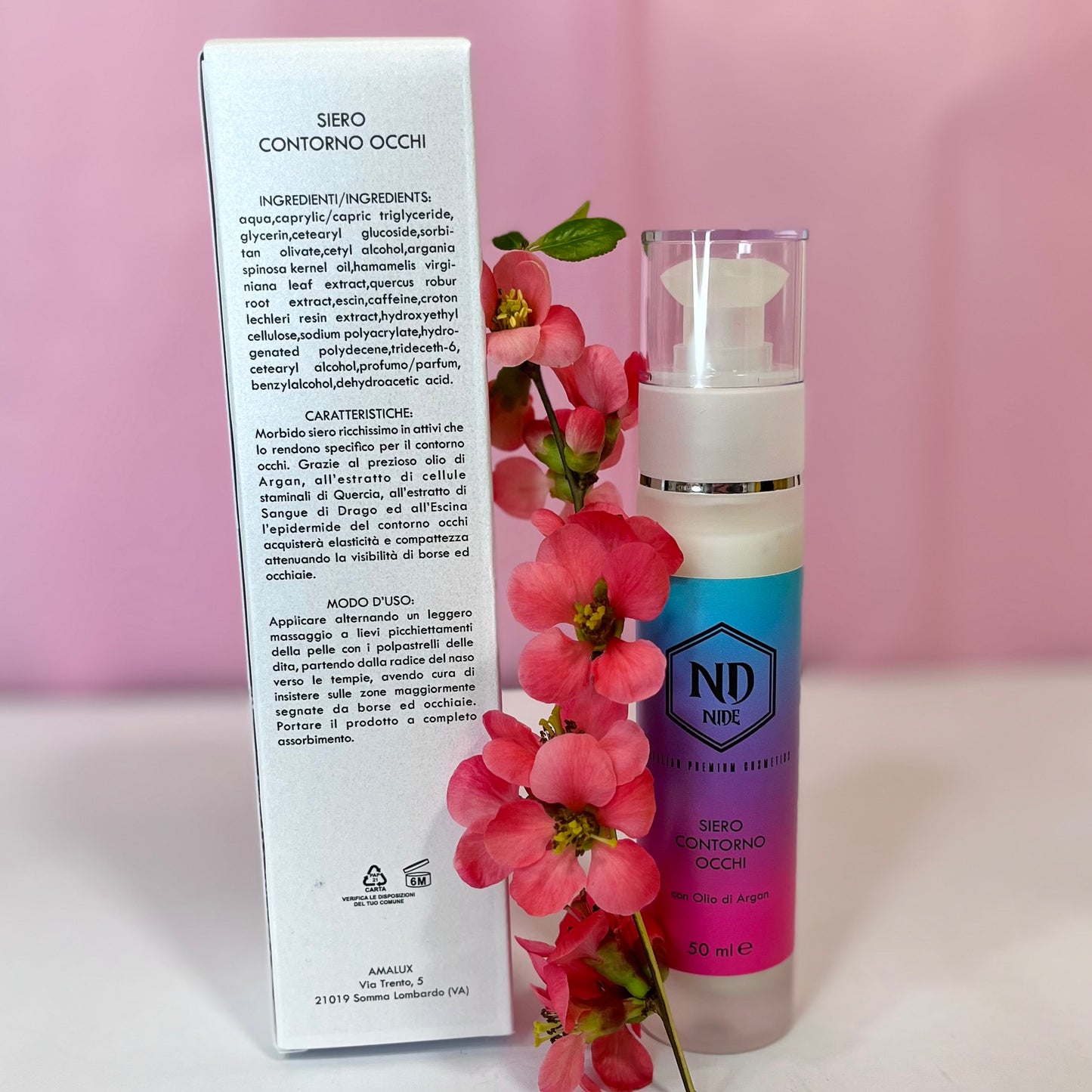 Nide Illumina Siero occhi Borse ed Occhiaie Con Olio di Argan
