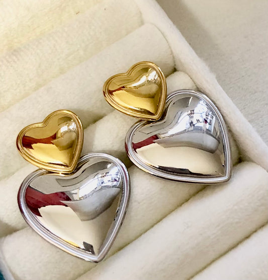 Orecchini Cuore Bicolore