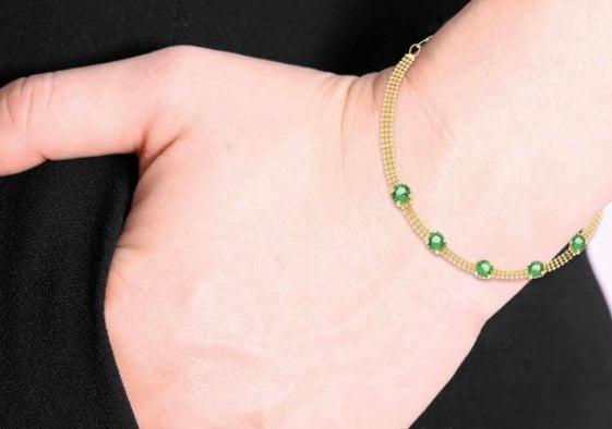 Argento Bracciale Fascia Verde