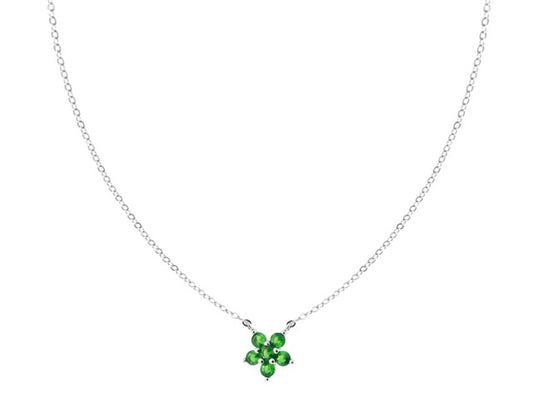 Argento Collana Catena con Fiore