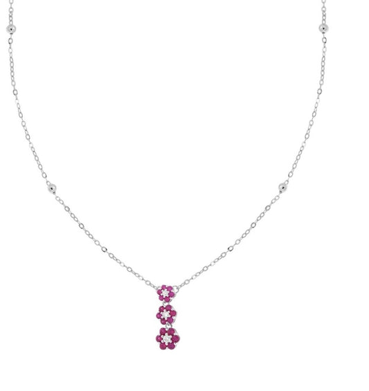 Argento Collana Trilogy Fiori