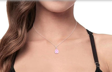 Argento Collana Con Goccia Acquamarina o Rosa