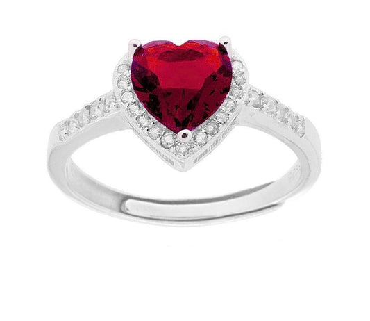 Anello Cuore Rosso Brillante