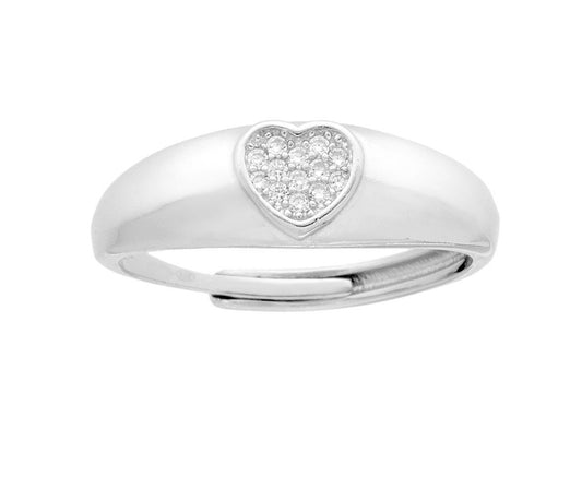 Argento Anello Cuore Brillante